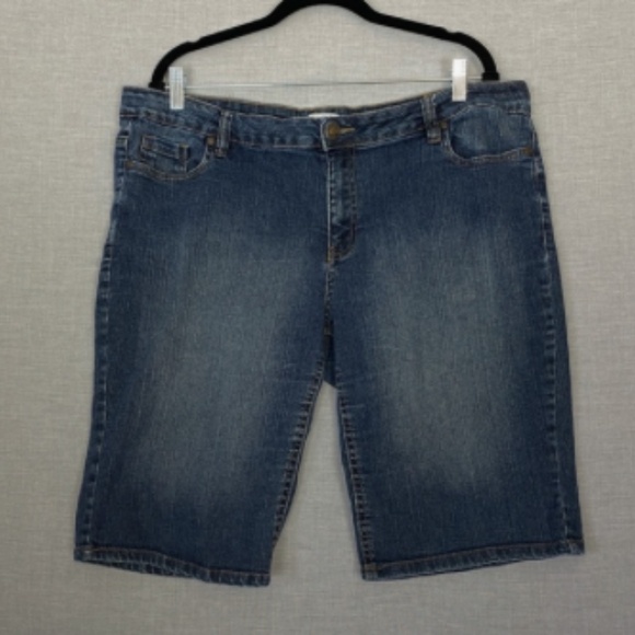Pure Alfred Sung Jean Shorts Board Shorts Mid Rise Sz 18 Blue Denim - Picture 6 of 6